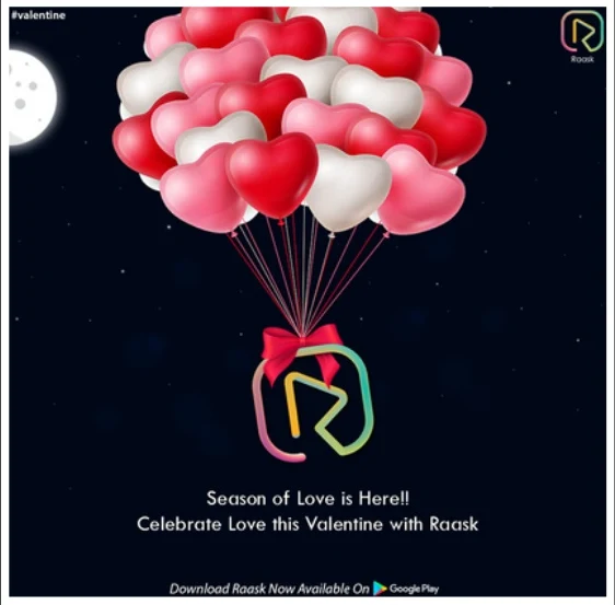Raask Valentine campaign post designed by MediaOfficers