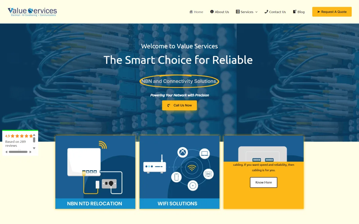 Value Services Australia Electrical, Air Conditioning and NBN Cabling Portal