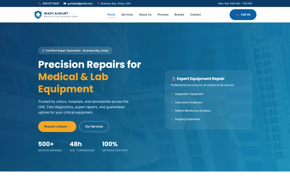 Wady Alshjrt Medical and Laboratory Diagnostic Equipment Repair Website