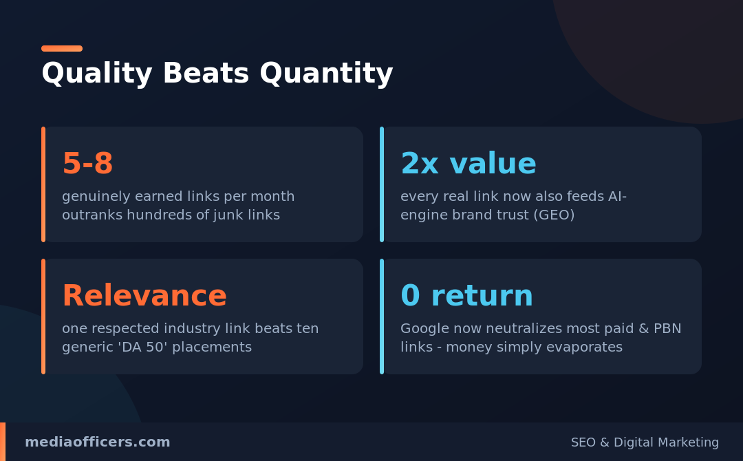 Link quality beats quantity statistics infographic